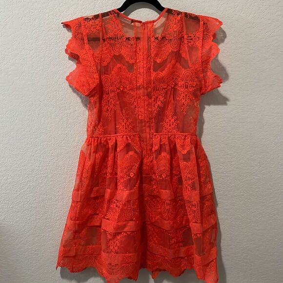 MARISSA WEBB Kallisti Lace Dress in Coral Flame, Size M - Picture 7 of 10